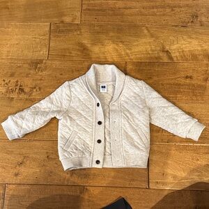 Janie and Jack Light Gray Ribbed Baby Cardigan